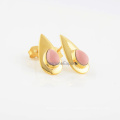 Pink Opal Designer 18k gold plated Sterling Silver Gemstone Earring